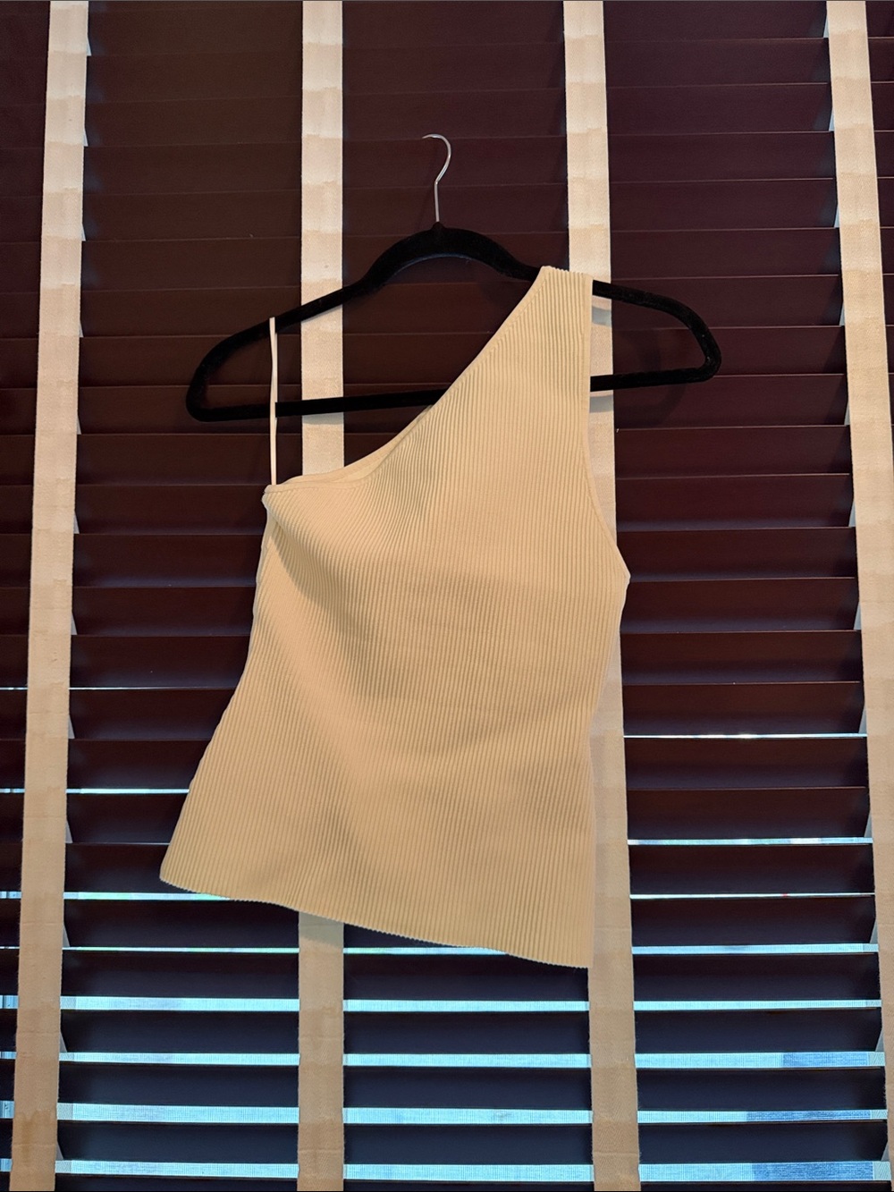 Aritzia sculpt knit One-Shoulder Ribbed Top in Creme